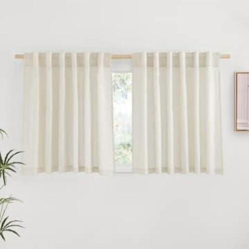 Luonnonväriset pellavaiset keittiöverhot Light-Filtering2Panels