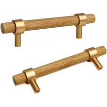 Wooden drawer pulls rose gold beech 3.75 inch center