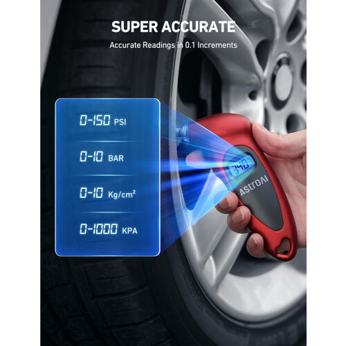 Ψηφιακός μετρητής πίεσης ελαστικών 0-150PSI, ακρίβεια 0,1PSI, οθόνη LCD με οπίσθιο 1