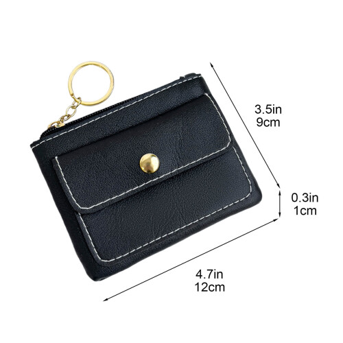 Bolsa feminina preta mini casual com porta-moedas e compartimento para celular. 2
