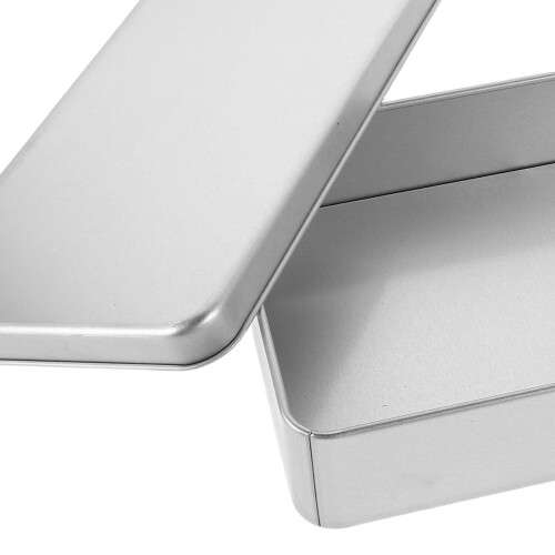 2 Pcs Rectangular Money Storage Box Tinplate Silver Coin Holder For Daily Use And Office 2