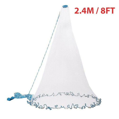 Strong Mesh 8FT Fishing Net - Durable Hand Cast Bait Trap for Easy Throwing 1