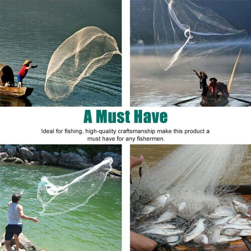 Strong Mesh 8FT Fishing Net - Durable Hand Cast Bait Trap for Easy Throwing 2