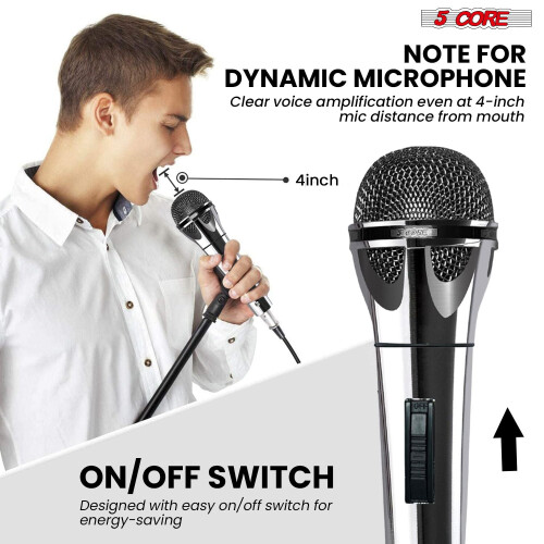 5-Core Dynamic Vocal Mic with On/Off Switch & XLR Cable – Cardioid, Compatible with PM 817 CH 2