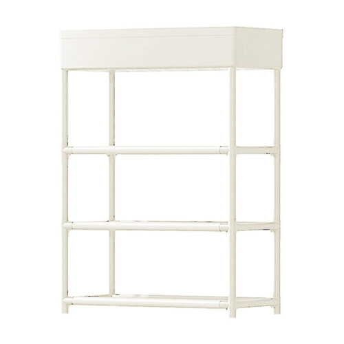 Plastic Shoe Rack White Storage Cabinet with 4 Metal 1