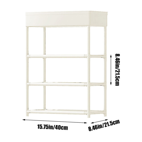 Plastic Shoe Rack White Storage Cabinet with 4 Metal 2