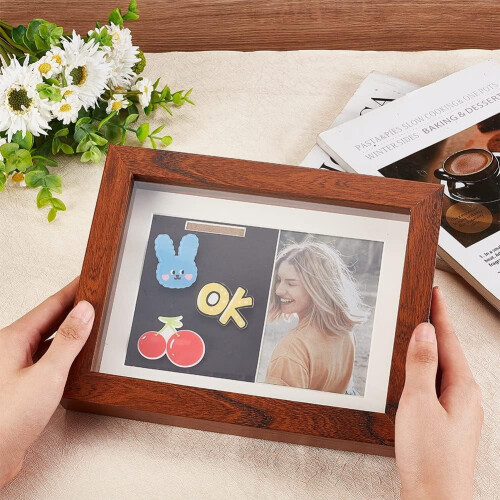Κουτί Σκιών για Μετάλλια από Φυσικό Ξύλο 6,9x7,2x9", Γυάλινο Παράθυρο, για Στρατιωτικά 2