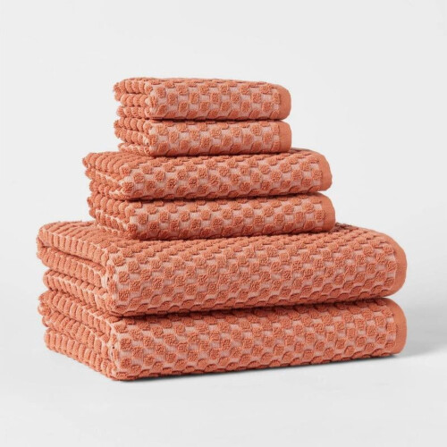 Ensemble de 6 serviettes de bain texturées à pois Performance Plus 1