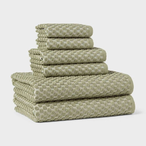 Ensemble de 6 serviettes de bain texturées à pois Performance Plus 2