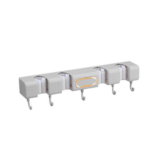 Wall Mounted Broom Holder Gray Plastic Heavy Duty 1