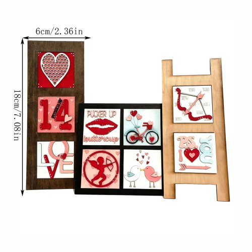 Set de semne decorative din lemn pentru Ziua Îndrăgostiților 1