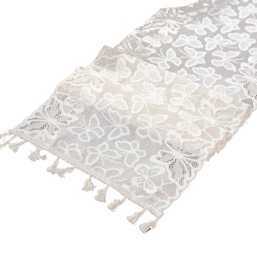 Boho macramé tafelloper beige 35,8 inch 1