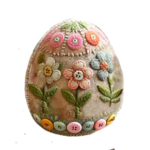 Patchwork Egg House DIY Kit – Handmade Embroidered Easter Egg Craft Kit with Materials & Instructions, Compatible with Easter Crafts 1