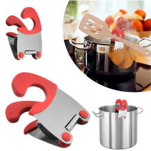 Stainless Steel Air Fryer Accessories: Side Clamp Pot Holder & Anti-Scald Spoon Rest for Home/Restaurant