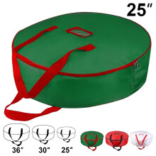 25" Green Durable Wreath Storage Bag - Heavy Duty Zippered Holiday Safekeeping