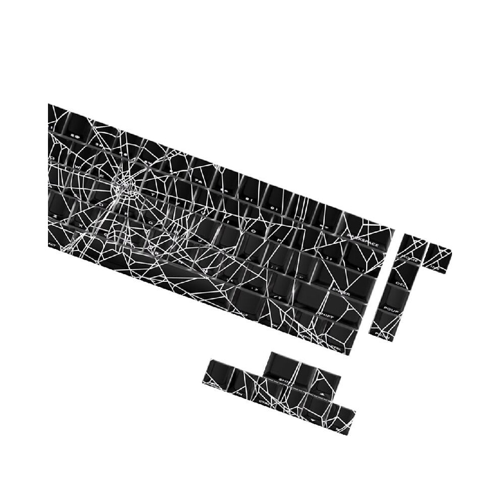 64/74Key Translucents Keycaps Spiders Web Side Print Backlit Shine Through Keycaps for 60 80 61/64/68/75/87 Keyboards