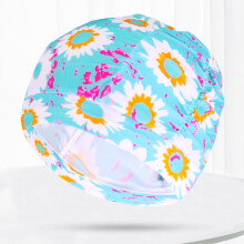 Women Fabric Swim Caps Swimming Pool Water Sports Bathing Pleated Cap Hat Long Hair Nylon Turban Elastic Adults Flowers Printed
