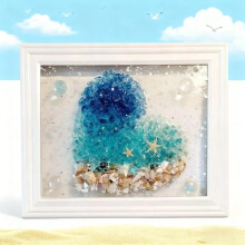 Sea Glass Art Kit, New Resin Art Kits for Adults, DIY Mosaic Beach Photo Frame Craft Kit, Handmade Home Decoration for Bookshelf, Office, Windowsill