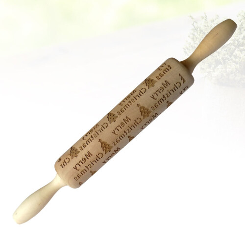 Patterned Embossing Rolling Pin Wood for Baking, 1 Set - Decorative Design for Bakery Use