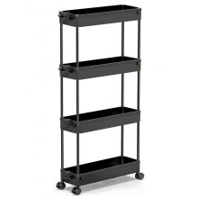 4-Tier Slim Rolling Storage Cart, Mobile Shelving Unit with Slide-Out Shelves – Compatible with Kitchen, Living Room, Bathroom, Laundry, Dressers &