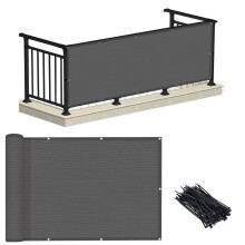 Ulkokäyttöön tarkoitettu näkösuoja, hiilenharmaa, HDPE, 3 m x 0,9 m
