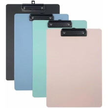 8.5"x11" Plastic Clipboards 4-Pack w/ Hanging Hook – Slim, Durable, Assorted Colors, A4/Letter Size, Compatible with Nurses, Teachers, Students