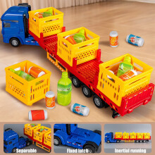 Large Toy Truck for Boys – Realistic Fruit/Vegetable Loading, Inertial Drive & Detachable Cargo Boxes | Compatible with STEM Learning
