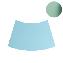 Blauwe waaiervormige leren placemat, rond en waterdicht.