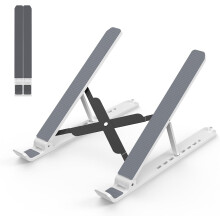 Adjustable Laptop Stand for 10-15.6” Laptops & Tablets, ABS+Silicone, Foldable, Ventilated, Portable, Black