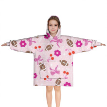 Pink Football and Flowers Pattern Blanket Hoodies for Kids 6-13YR Oversize Wearable Blanket Hoodies for Boys Girls Teens