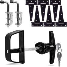 Shed Door Hardware Kit - Complete Gate Set with His, Latch, Lock & Handle for Your Shed Door Black Set A