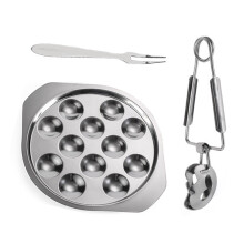 Juego de 2 piezas de plato y pinzas para mariscos de acero inoxidable