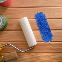 Rodillo de pintura azul con estampado para pared, ideal para decoración del hogar (hazlo tú mismo).