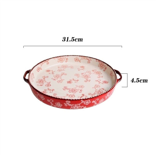 Forma redonda de cerâmica para pizza com alças duplas, 30 cm (12 polegadas) 1