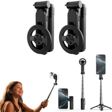 Magnetic Pocket Selfie Stick, 4-in-1, 360 Rotation, Bluetooth Remote, Compatible with iPhone & Android