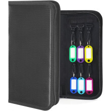 Portable Zippered Key Organizer, Waterproof & Fireproof, 12 Key Hooks + Tags, Compatible with Rental Mgmt, Real Estate, Hotels, Car Service