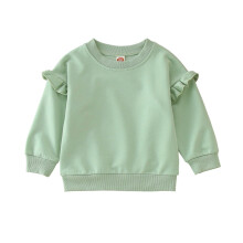 Moletom infantil masculino, moletom casual de manga comprida com babados, cor sólida, para outono/inverno, moletom infantil, verde, 18-24 meses.