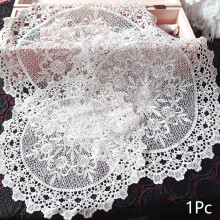 Round Lace Embroidered Hollow Coaster Dining Table Placemat Coffee Tea Placemat Table Mat Wedding Christmas Home Decoration