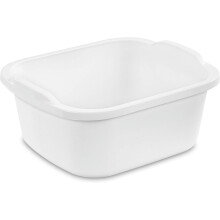 12-Qt Heavy-Duty Plastic Wash Tub & Foot Bath – for Laundry, Dishes, Soaking – Made in USA (White)