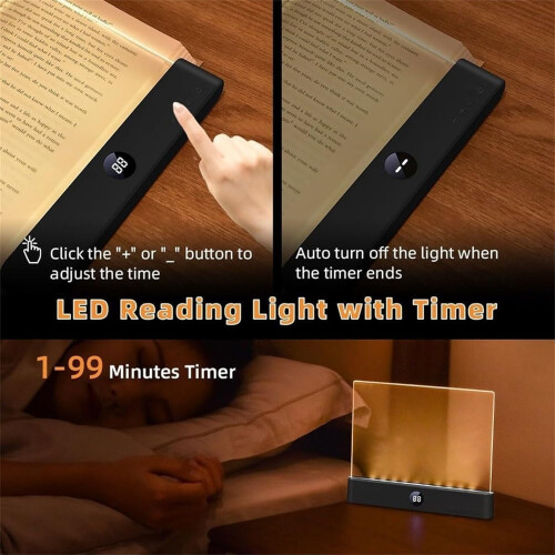 Έξυπνο φωτιστικό βιβλίου LED, επαναφορτιζόμενη λάμπα ανάγνωσης 3 χρωμάτων με 1
