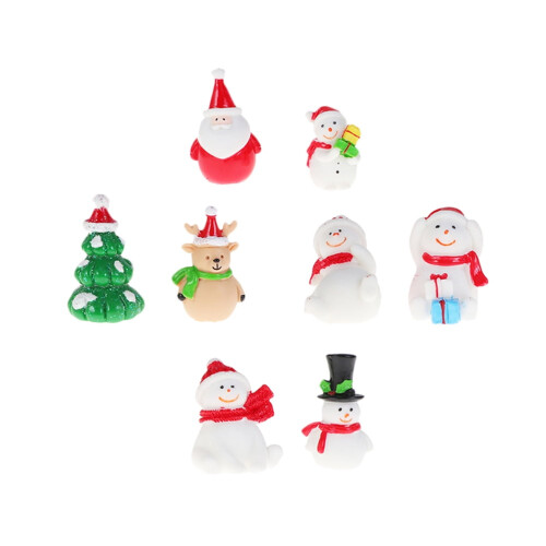 Sneeuwpop decoratieset van hars, 8 stuks