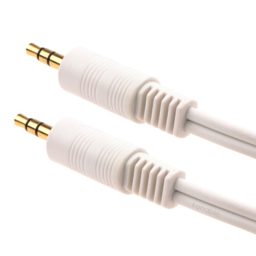 kenable 3.5mm Stereo Jack Plug to 3.5mm Stereo Jack Plug Cable White 5m 1