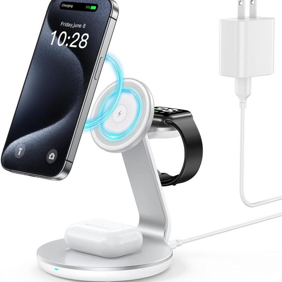 3-In-1 Charging Station Compatible With Magsafe, Iphone 12–16, Airpods & Apple Watch 9329345235115