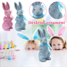 Funkelnder Osterhase aus Schaumstoff, goldener Glitzer, tragbare Partydekoration – Blau (passend zu Ostern)