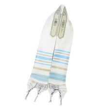 Polyester Tallit Head Covering With Delicate Tassels Comfortable Lightweight Design For Men And Women