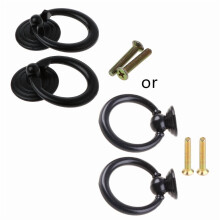 Lot de 2 poignées de porte de placard rétro en métal, poignées anneaux simples, poignées décoratives pour armoire, boîte en bois, tiroir, etc.