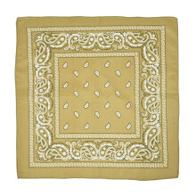 Beige bandana van 100% katoen met paisleyprint, vierkante sjaal, gezichtsmasker en hoofddeksel van 56 x 56 cm – multifunctionele bandana, geschikt