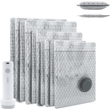 Cordless Travel Vacuum Storage Bags with Rechargeable Pump, 6/9/12 Pack Space Saver for Clothing & Luggage