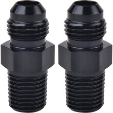 6AN mannelijke flare naar 1/4" NPT pijpfitting adapter, aluminium, recht, zwart, 2 stuks