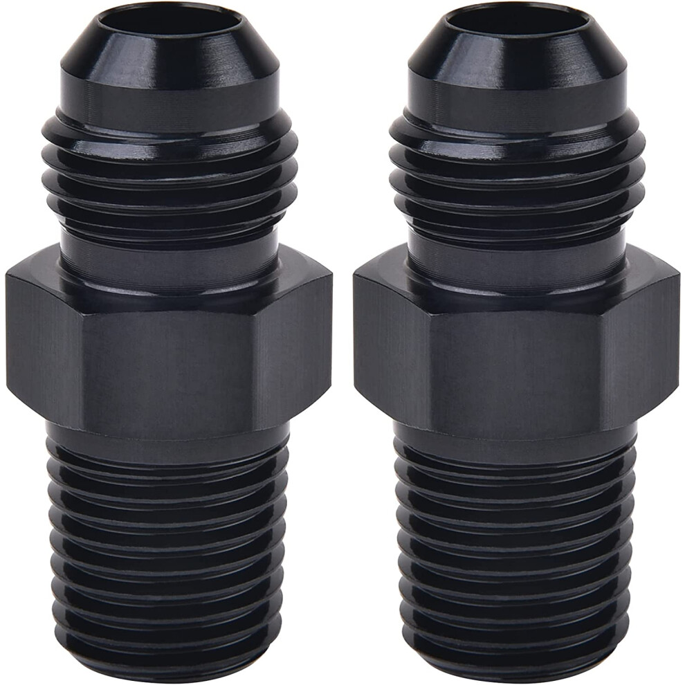 6An Male Flare To 1/4" Npt Pipe Fitting Adapter Aluminum Straight 2Pcs Black 9450273953991